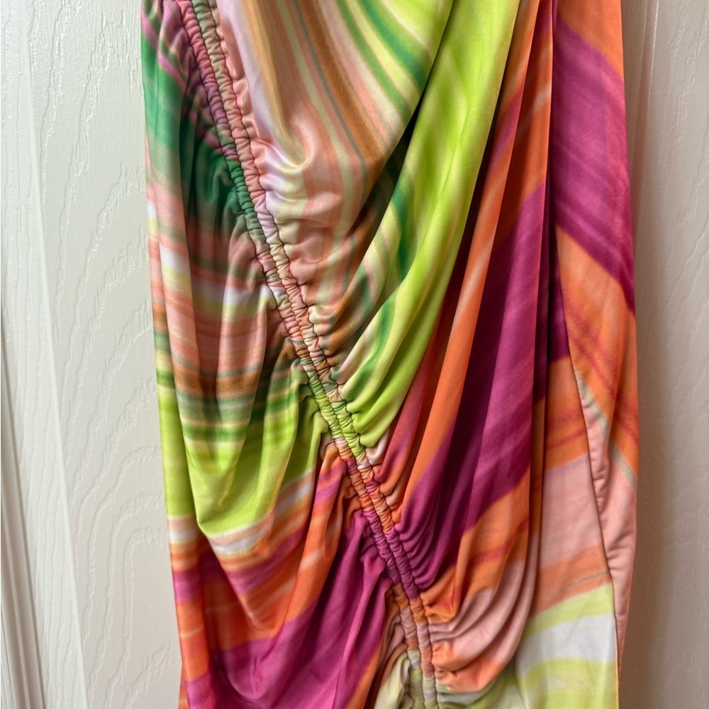 AFRM Palmetto Multicolor Striped Cowl Neck Mini Dress NWOT Small S - Picture 7 of 9